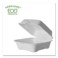 Eco-Products Renewable/Compostable Sugarcane Clamshells, 6 x 6 x 3, White, PK500 EP-HC6NFA
